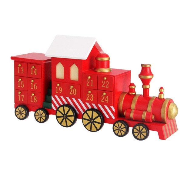 Χριστουγεννιάτικο Ξύλινο Advent Calendar Τρένο 41 x 20 x 11 cm Bakaji 02831543