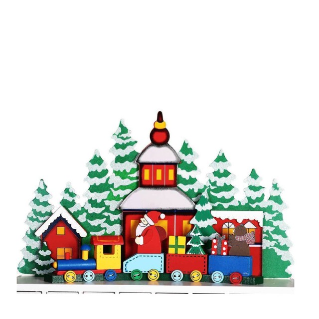 Χριστουγεννιάτικο Ξύλινο Advent Calendar Τρένο με Άγιο Βασίλη 8.7 x 37.4 x 40.3 cm Bakaji 02831545