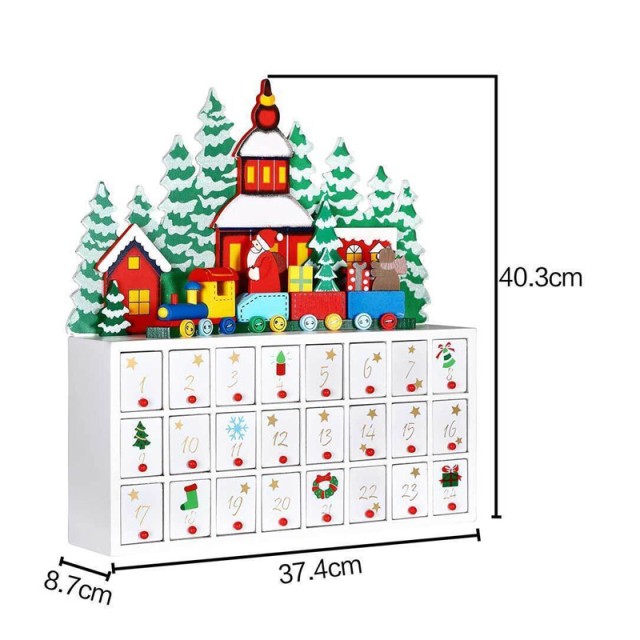 Χριστουγεννιάτικο Ξύλινο Advent Calendar Τρένο με Άγιο Βασίλη 8.7 x 37.4 x 40.3 cm Bakaji 02831545
