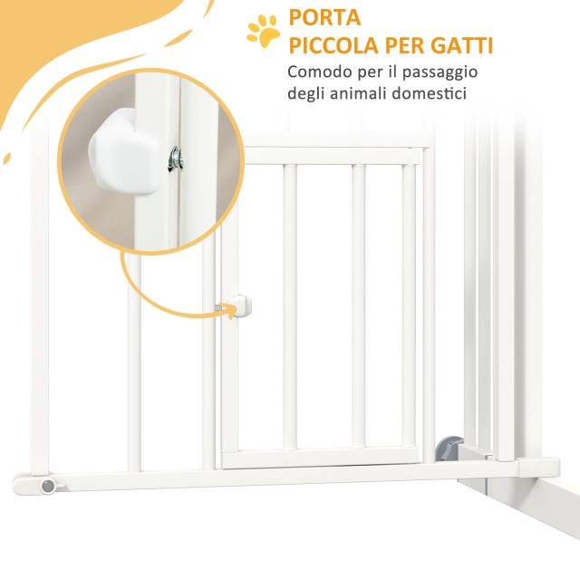 PawHut Dog Gate για Μικρά και Μεσαία Μεγέθη με Αυτόματο Κλείσιμο, σε Ατσάλι και PA, 74-80x76 cm, Λευκό D06-212V00WT