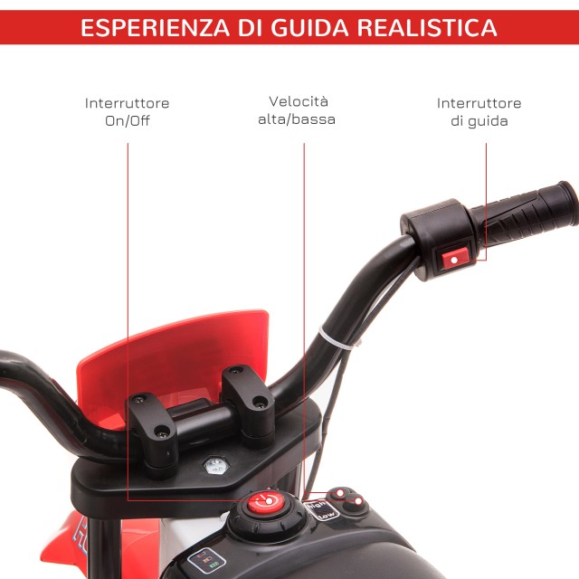 HOMCOM Electric Cross ποδήλατο για παιδιά 3-5 ετών - Κόκκινο 370-165V90RD