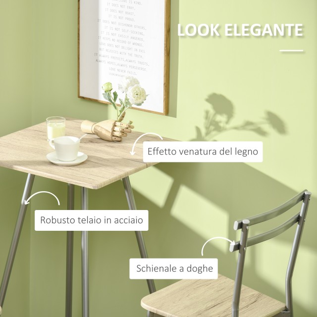 Σετ Μεταλλικό Τετράγωνο Τραπέζι - Bar 60 x 60 x 109.5 cm με 2 Σκαμπό HOMCOM 835-632SR
