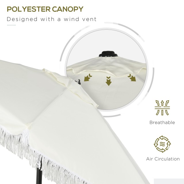 Outsunny Tilting Garden Umbrella 2,3x2,2m με κεντρικό κοντάρι και μανιβέλα, κρέμα 84D-310V00CW