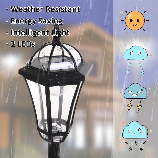 Outsunny Σετ 2 ηλιακών φωτιστικών κήπου με 2 LED και αυτόματη ανάφλ...