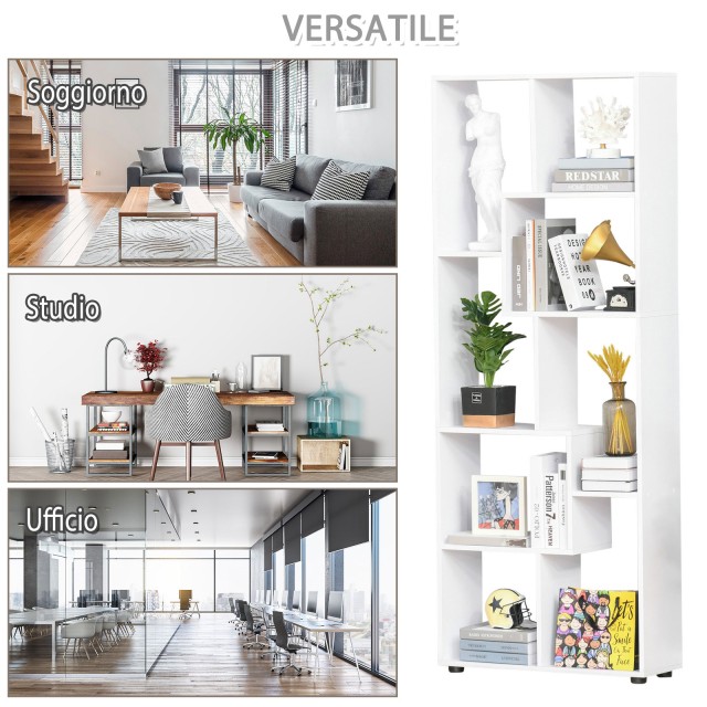 HOMCOM Design Βιβλιοθήκη με 8 Ράφια σε Ξύλο Μοριοσανίδα 70x24x178cm...
