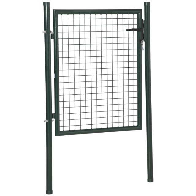 HOMCOM Steel Garden Gate with Lock and 3 Keys, 97x150cm, Green B70-056
