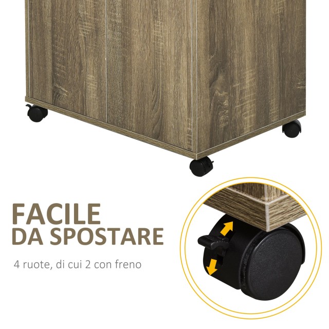 Ντουλάπι κουζίνας πολλαπλών χρήσεων HOMCOM με 4 ρόδες, ντουλάπι και...