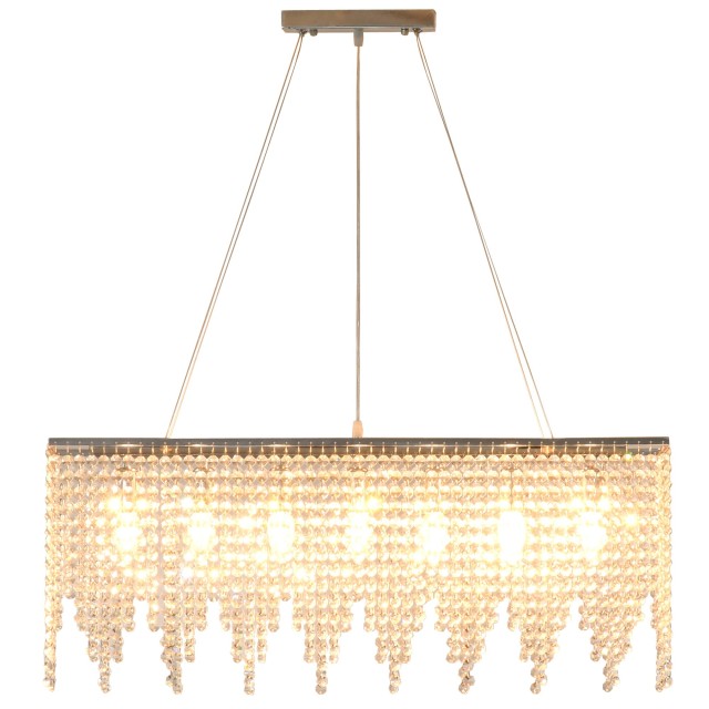 HOMCOM Modern Drop Chandelier, 128 κρυστάλλινα μενταγιόν και μεταλλική βάση, 7 E14 40W Attacks, 80x20x130cm Ασημί B31-275