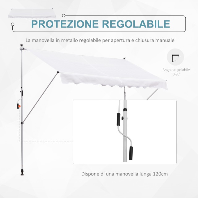 Outsunny Τέντα τοίχου με πόντους στήριξης Λευκό 300x150cm 840-183WT