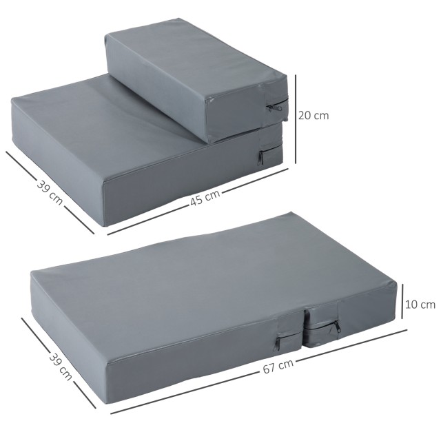 PawHut Dog Ladder Στρώμα 2 σε 1 σε PU και αφρό 45x39x20cm Γκρι D06-009GY