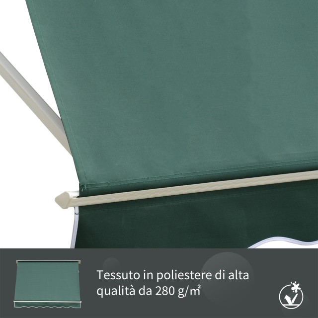 Outsunny drop-down τέντα με ρολό και ρυθμιζόμενη γωνία 0-120°, 180×70 cm, πράσινο 01-0694