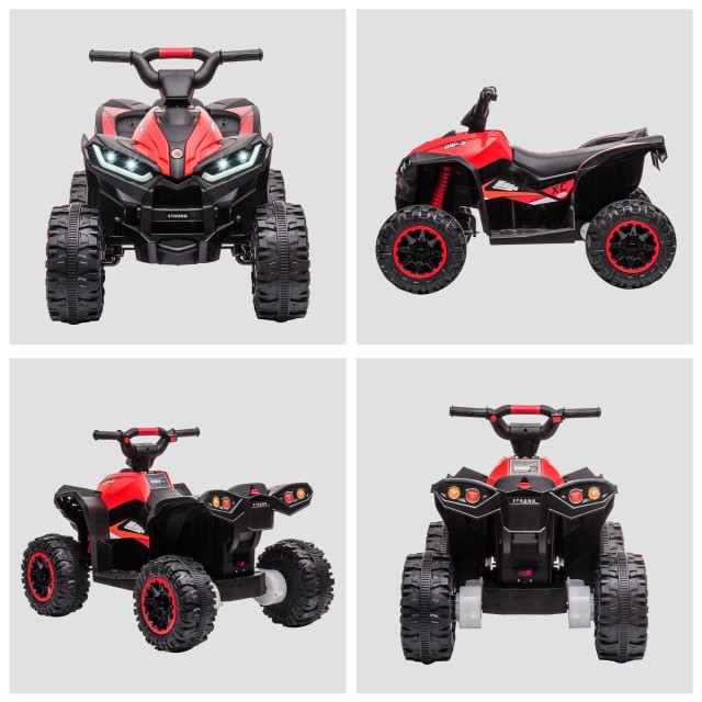HOMCOM Electric Quad για παιδιά 12V, 2 ταχυτήτων, φαρδιοί τροχοί με ανάρτηση και προβολείς LED, ηλικία 3-5 ετών, κόκκινο 370-235V90RD