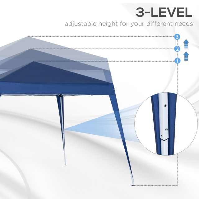 Outsunny Folding Garden Gazebo 2,4x2,4m με Ατσάλινο Κατασκευή και Αντιανεμικά Σχοινιά, Μπλε 840-159BU