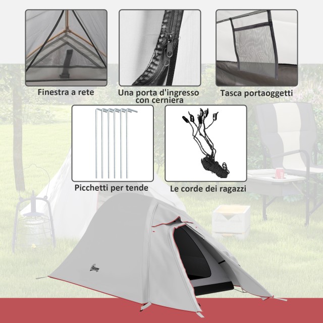 Σκηνή κάμπινγκ 2 ατόμων με τσάντα μεταφοράς, από πολυεστέρα και αλο...