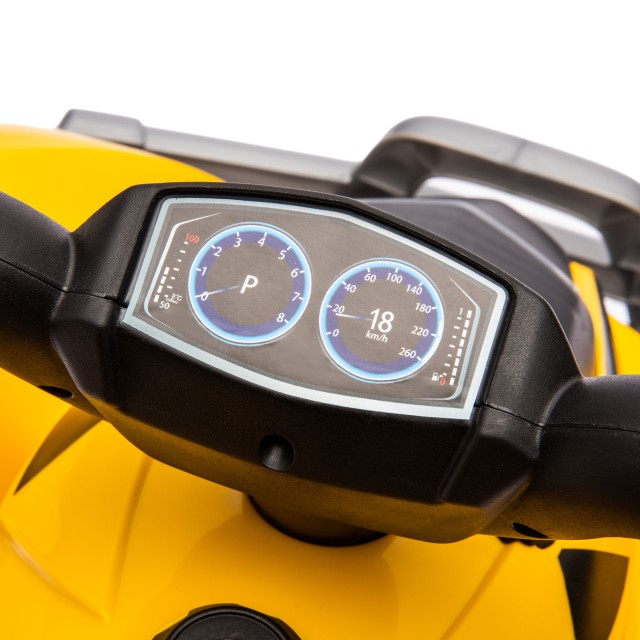 AIYAPLAY Electric Quad για Παιδιά 18-36 Μηνών Άδεια Caterpillar με Κόρνα και Προβολείς, 65,5x38,5x43,5 cm, Κίτρινο 370-326V90YL