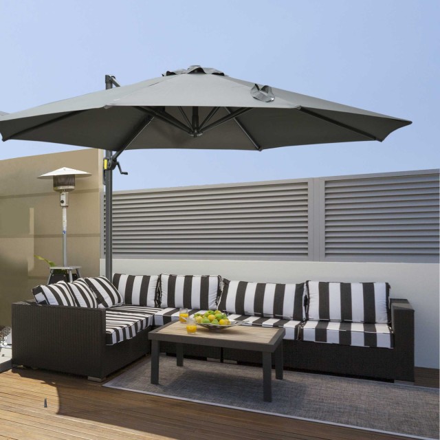Ομπρέλα Outsunny Garden με μανιβέλα και 8 νευρώσεις με ρυθμιζόμενη γωνία, Ø2,95x2,5 m, Γκρι 84D-065CG