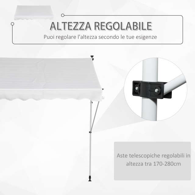 Outsunny Outdoor Roller Τέντα με μανιβέλα, ρυθμιζόμενο ύψος και γωνία, 200x150cm 840-182WT