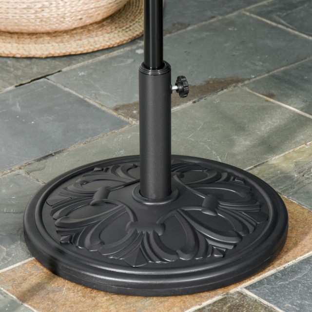 Outsunny 13kg στρογγυλή πλαστική βάση ομπρέλας για κοντάρια 35-38-48mm, μαύρη 84D-046BK