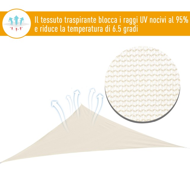 Outsunny Τριγωνική τέντα σε HDPE, Κρεμ, 4x4x4m 01-0620