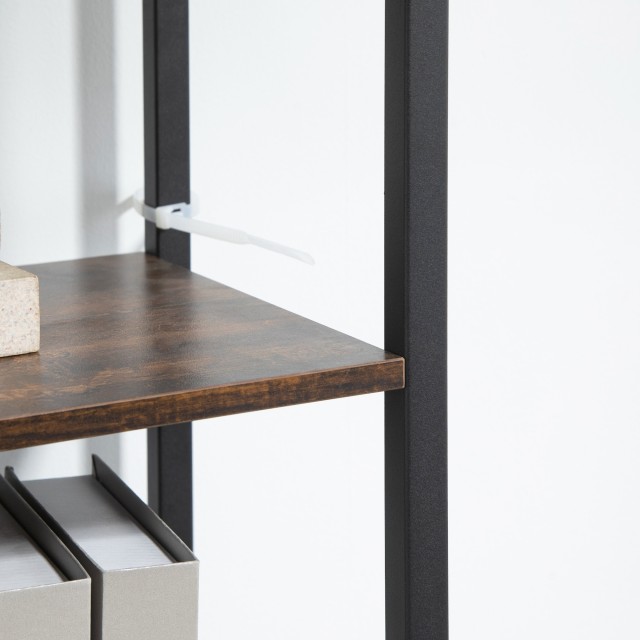 Βιβλιοθήκη HOMCOM Industrial Style με 4 ράφια και 2 ντουλάπια, 90x30x159,5cm, Μαύρο και Καφέ 836-522