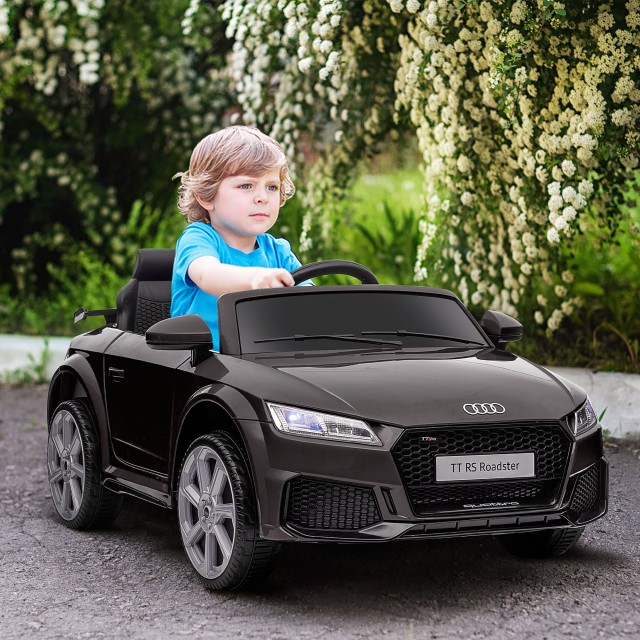 HOMCOM Ηλεκτρικό αυτοκίνητο για παιδιά 3-5 ετών AUDI TT με τηλεχειριστήριο, ανοιγόμενες πόρτες και προβολείς LED, μαύρο 370-079V90BK