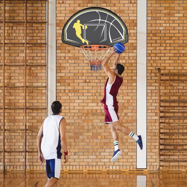 sportnow Τσέρκι μπάσκετ για παιδιά και ενήλικες εσωτερικού και εξωτερικού χώρου από ατσάλι και PE, 110x90x70 cm, Μαύρο και κίτρινο A61-033V00OG
