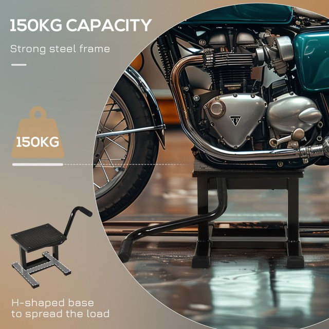 Βάση μοτοσικλετών DURHAND Steel max 150kg με λαστιχένια επιφάνεια και στρόφαλο, 48x34x43 cm, μαύρο C30-011BK