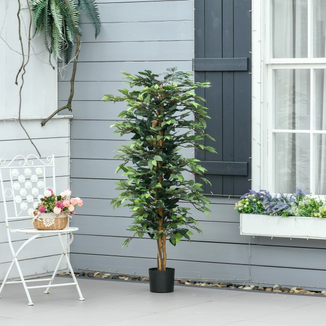 HOMCOM Fake Ficus Plant 150cm ύψος, Διακόσμηση εσωτερικού και εξωτε...
