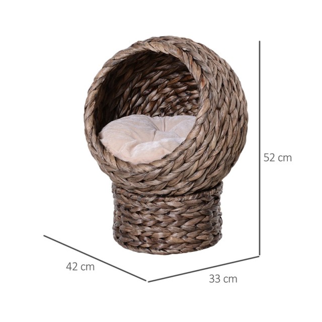 Υπερυψωμένο Πλεκτό Καλάθι Γάτας 42 x 33 x 52 cm Χρώματος Σκούρο Καφ...