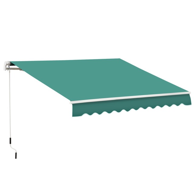 Outsunny Hand Crank Sun Shade Αδιάβροχο κάλυμμα 400x250cm Πράσινο 840-151GN