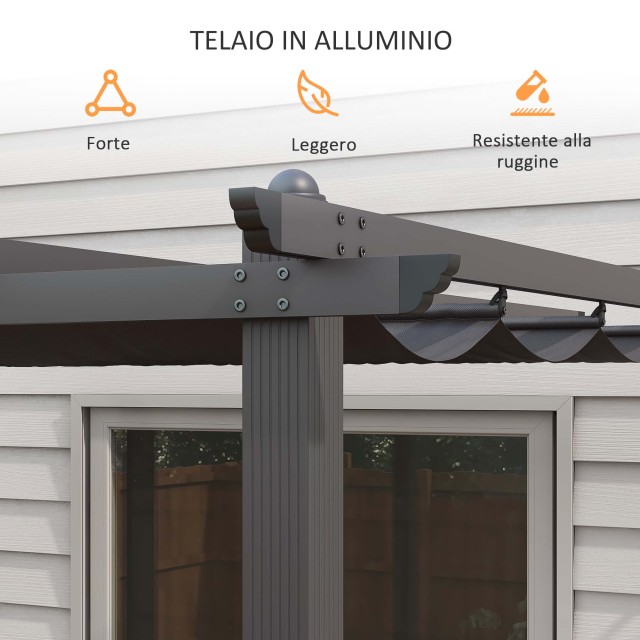 Pergola Gazebo 4x3 m με 8 οπές αποστράγγισης, σε αλουμίνιο, μέταλλο...