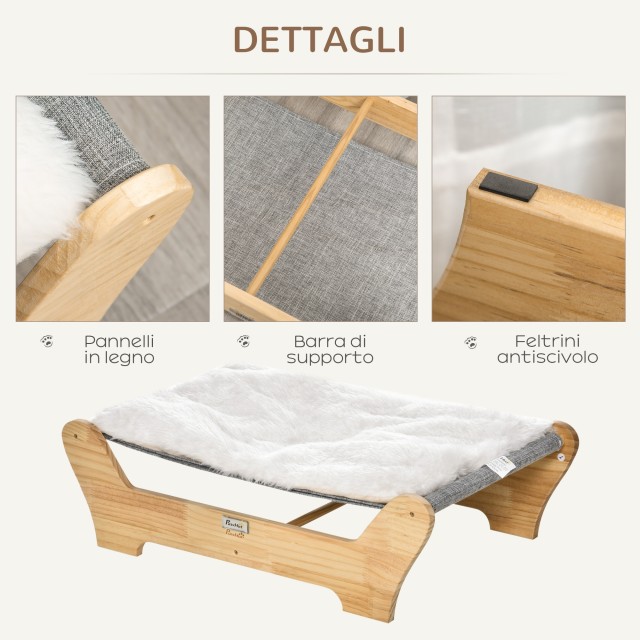 PawHut Indoor Cat Kennel με αφαιρούμενο βελούδινο μαξιλάρι και ξύλινο πλαίσιο, 68x43x20cm - Λευκό / Γκρι D30-457