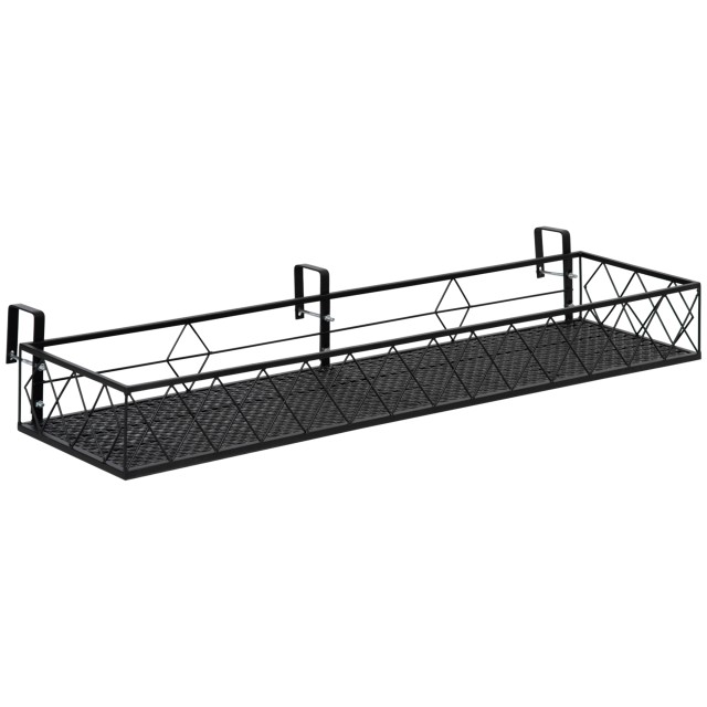 Outsunny Outsunny Outdoor Planter Stand με γάντζους για κιγκλίδωμα μπαλκονιού Μεταλλικό, 100x31x12cm, Μαύρο 845-600V01