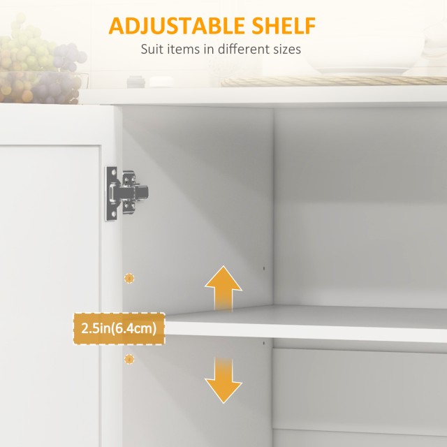 HOMCOM Kitchen Island με συρτάρι, ντουλάπι και 2 ανοιχτά ράφια, από MDF και ανοξείδωτο ατσάλι, 128x45,5x91,5 cm 801-341V80WT