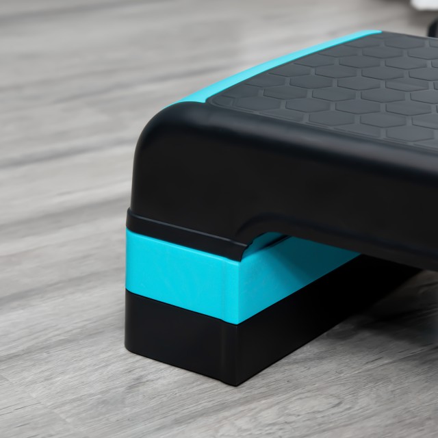 HOMCOM Step Fitness για Αερόμπικ Ρυθμιζόμενο σε 3 ύψη 10-15-20 cm σε πλαστικό, μαύρο και μπλε A90-298BK