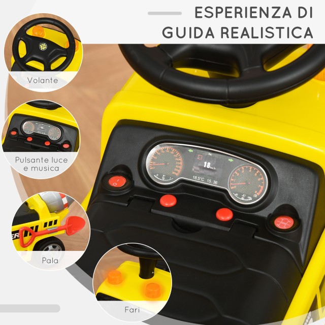 HOMCOM Ride-on Baby Car Et 18-36 Μηνών - Κίτρινο 370-186