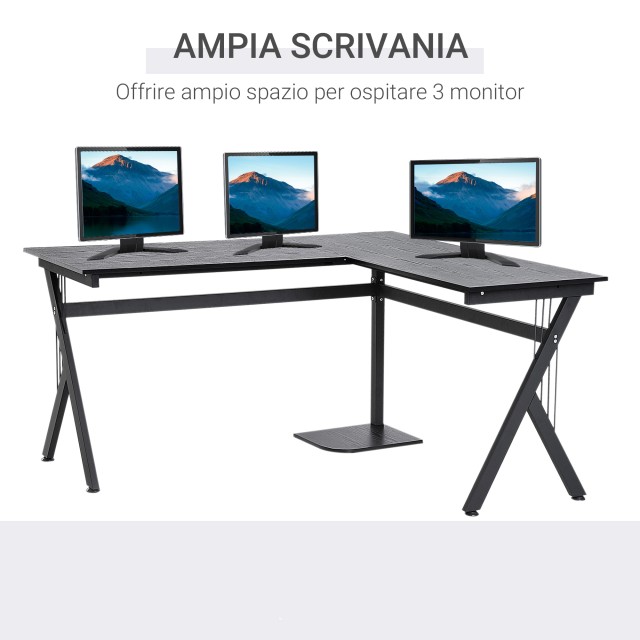 Γωνιακό γραφείο HomCom σε ξύλο, μαύρο, 155x130x76cm A2-0081