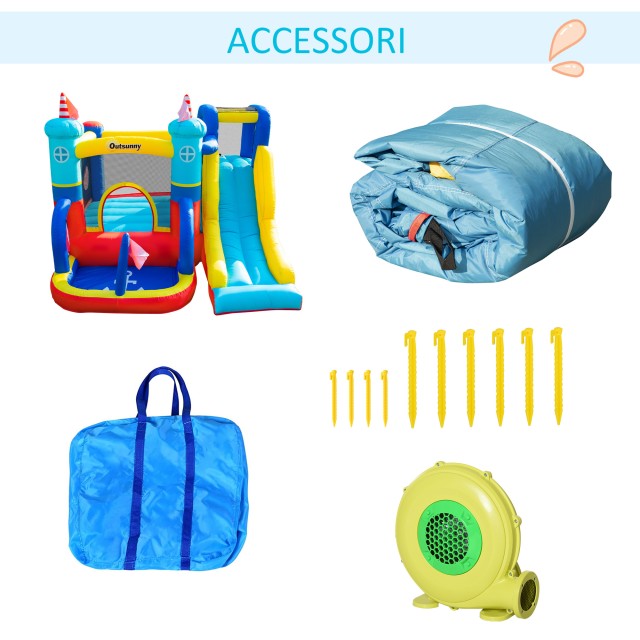 Outsunny 4-σε-1 Bouncy Castle για παιδιά 3-8 ετών, τσουλήθρα και πισίνα, 265x260x200 cm 342-054V90