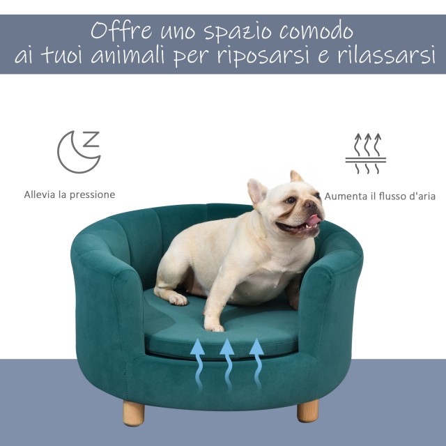 PawHut padded Dog καναπές με πλάτη και αφαιρούμενο μαξιλάρι, κρεβάτι γάτας εσωτερικού χώρου, 65x64x37cm, πράσινο D04-148GN