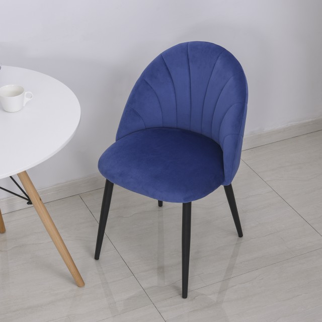 Homcom Σετ 2 καρέκλες τραπεζαρίας με ταπετσαρία Nordic Design σε μεταλλικό και μπλε βελούδο 835-253BU