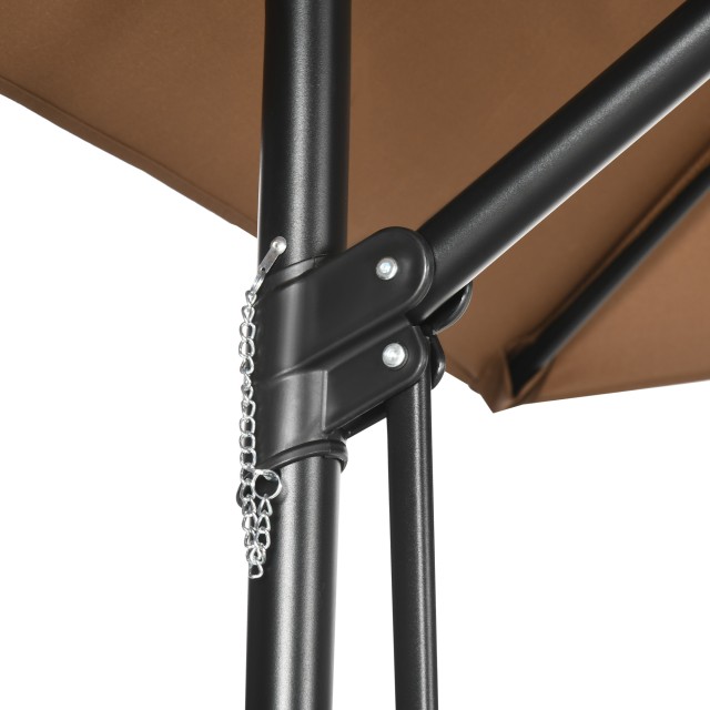 Outsunny Metal and Polyester Garden Parasol 6 Ribs with Cross Base, Ø295x245 cm, Καφέ 84D-237V00CF