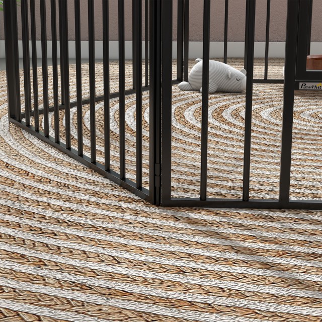 PawHut Dog Fence με 6 αρθρωτά πάνελ εσωτερικού και εξωτερικού χώρου, ατσάλι, 164x83x60 cm, μαύρο D06-202V00BK
