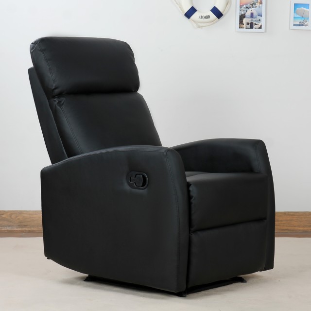 Homcom Εργονομική Ανακλινόμενη Πολυθρόνα Relax σε Eco-Leather, 65x92x100cm, Μαύρο 833-384BK