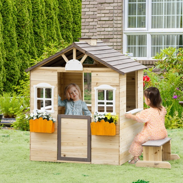 Outsunny Little House για Παιδιά 3-7 ετών με 2 παράθυρα με θήκη για...