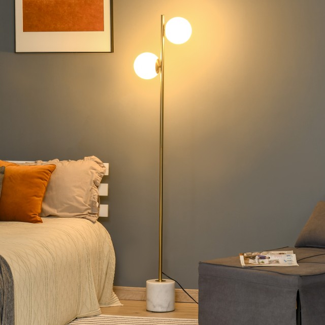 Επιδαπέδιο Μεταλλικό Δίφωτο Φωτιστικό 2 x 40 W HOMCOM B31-311