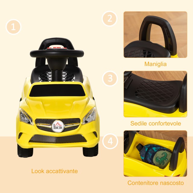 HOMCOM Ride-on Toy Car for Children, Μουσική και Φώτα, Ηλικία 18-36 Μηνών - Κίτρινο 370-197YL
