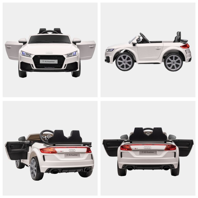 HOMCOM Ηλεκτρικό αυτοκίνητο για παιδιά 3-5 ετών AUDI TT με τηλεχειριστήριο, ανοιγόμενες πόρτες και προβολείς LED, λευκό 370-079V90WT
