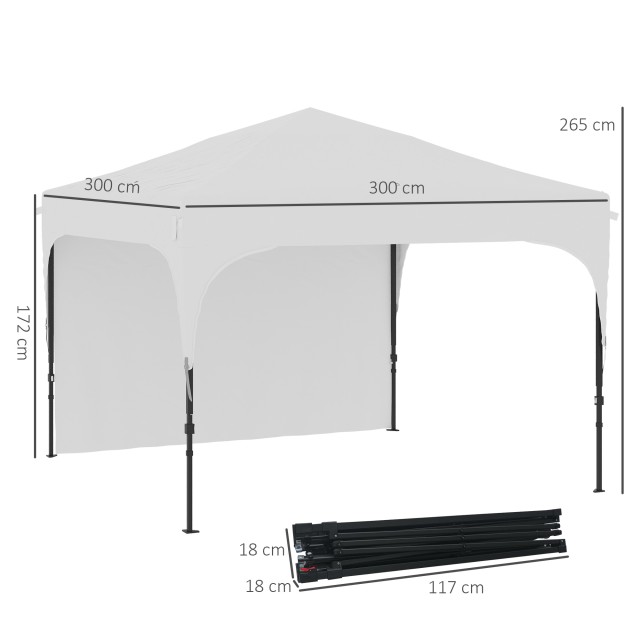 Outsunny Garden Gazebo 3x3 m με ρυθμιζόμενο ύψος σε 3 επίπεδα, από πολυεστέρα και ατσάλι, λευκό 84C-264V01WT