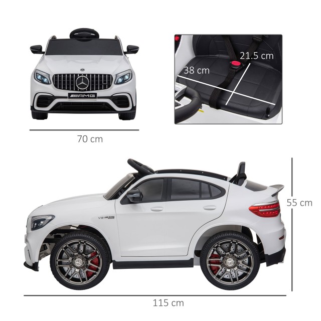 HOMCOM Mercedes Electric Ride-On Toy Car για παιδιά 3-5 ετών με ζώνη ασφαλείας και τηλεχειριστήριο, λευκό 370-074V90WT