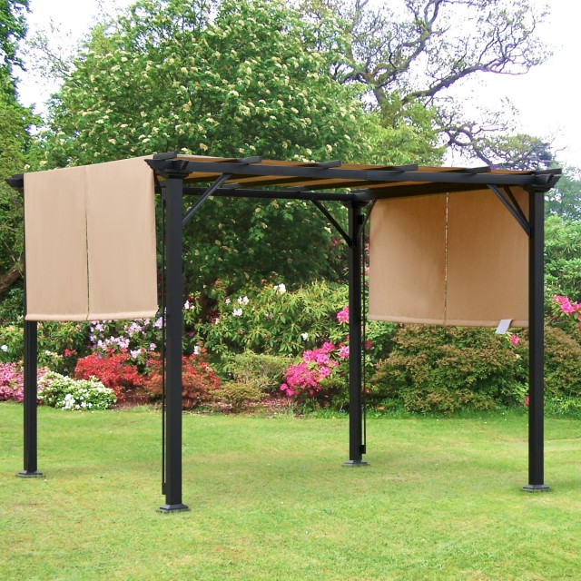Outsunny Pergola Steel Garden Gazebo Ρυθμιζόμενες Τέντες 305x305x220cm 84C-242BN